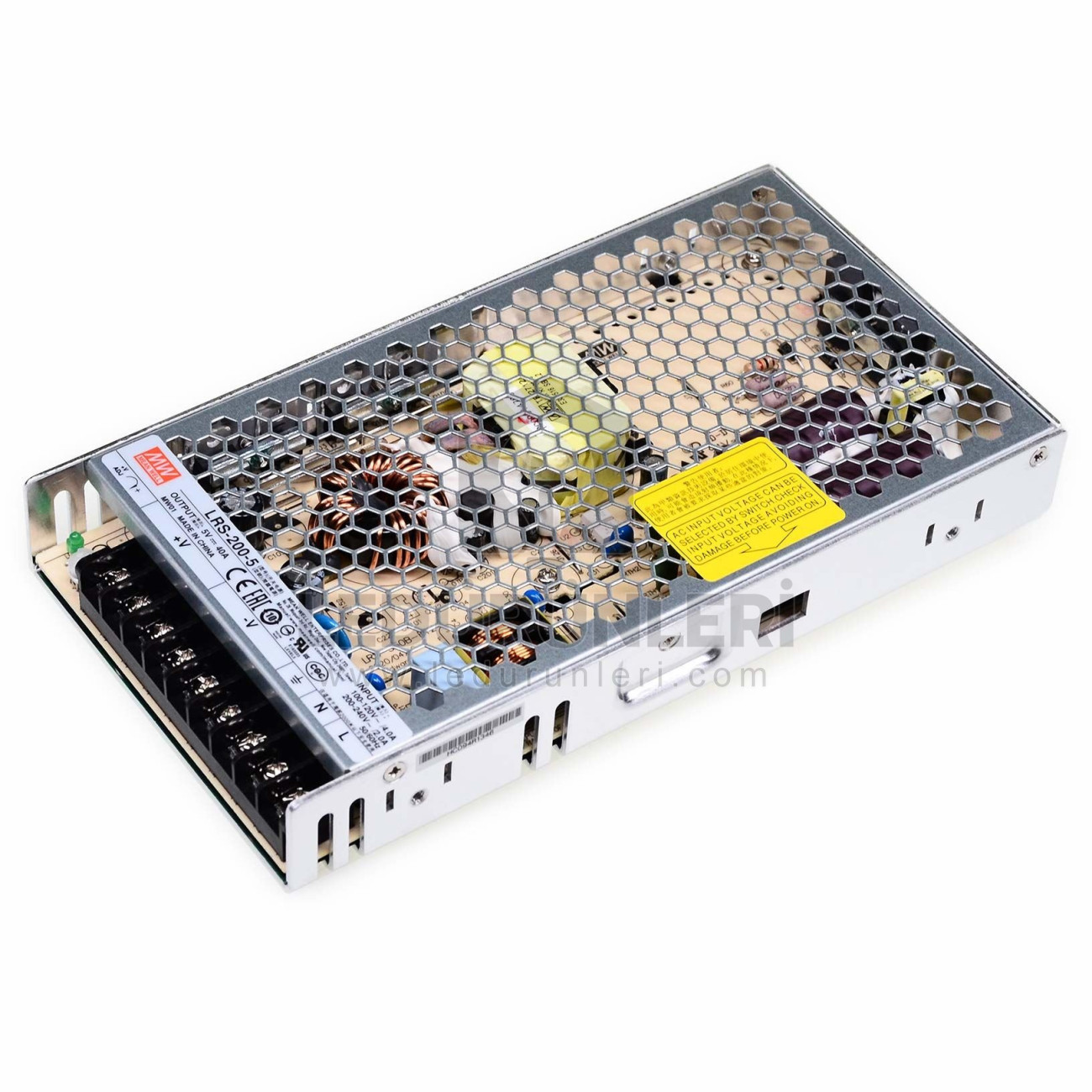 MeanWell LRS-200-5KO LRS2005 05Vdc 40.0Amp İç Mekan Metal Kasa Adaptör