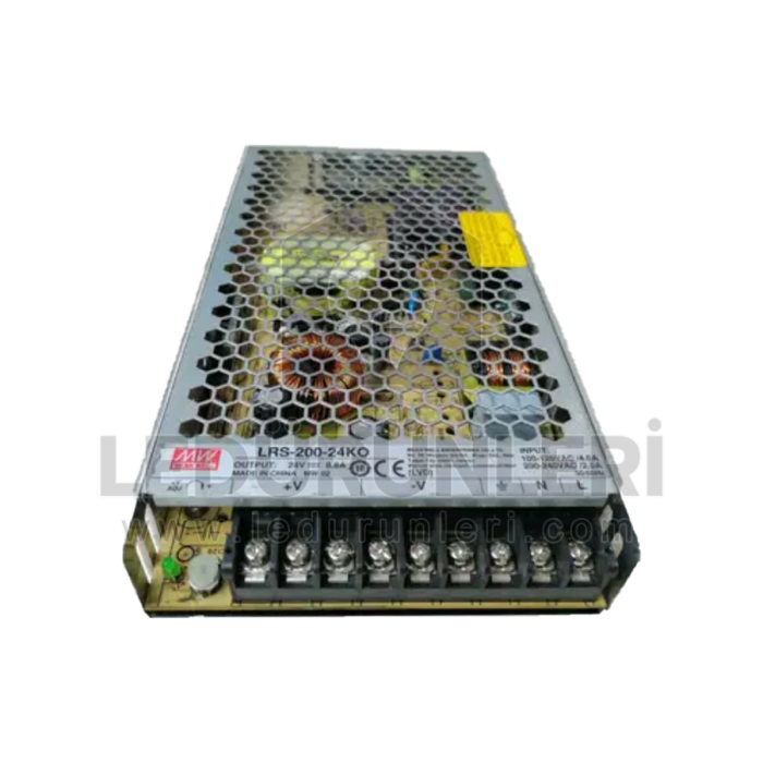 MeanWell LRS-200-24KO LRS20024 24Vdc 8.8Amp İç Mekan Metal Kasa Adaptör