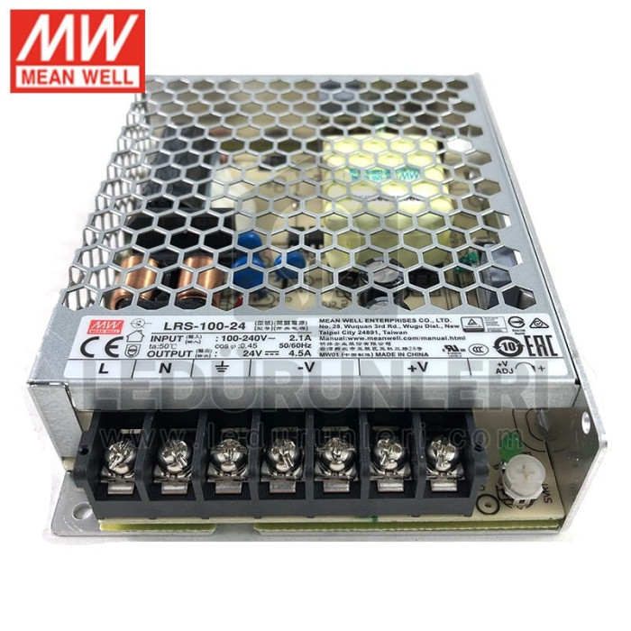 MeanWell LRS-100-24 LRS10024 24Vdc 4.5Amp İç Mekan Metal Kasa Adaptör
