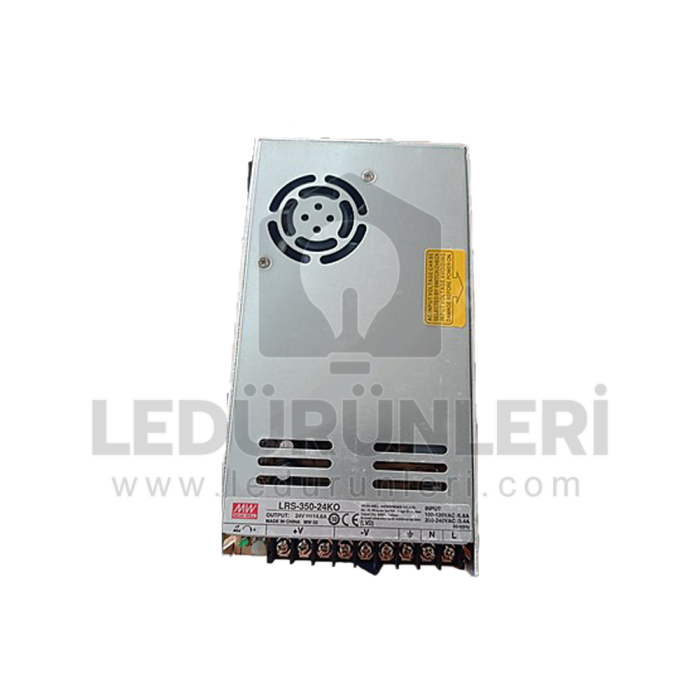 MeanWell LRS-350-24KO LRS35024KO 24Vdc 14.6Amp İç Mekan Metal Kasa Adaptör