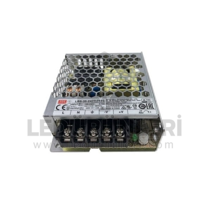 MeanWell LRS-035-24 LRS3524 24Vdc 1.5Amp İç Mekan Metal Kasa Adaptör