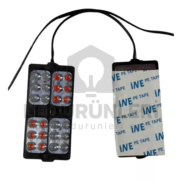 12v. 24w. 24 Ledli Mavi-Kırmızı Çift Renkli Çakar Led Modül - LED.01281