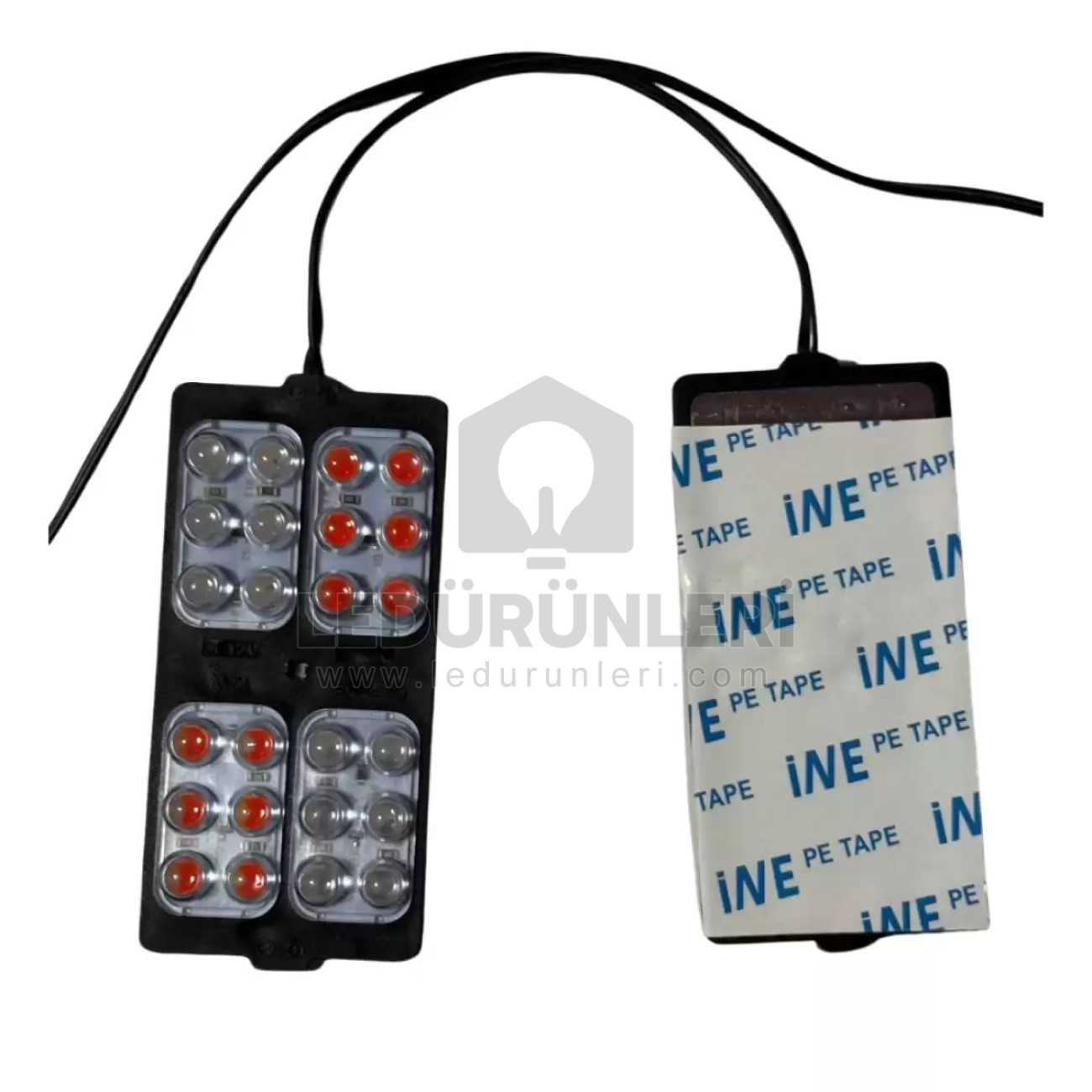 LEDLEN 12v. 24w. 24 Ledli Mavi-Kırmızı Çift Renkli Çakar Led Modül