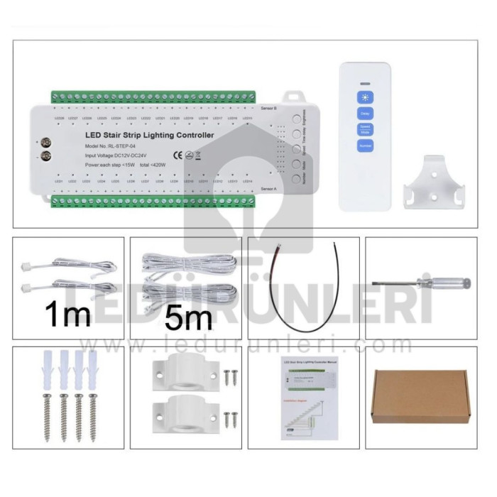 28 Basamaklı Merdiven Sensörlü Kumandalı Led Kontrol Cihazı - LED.01326