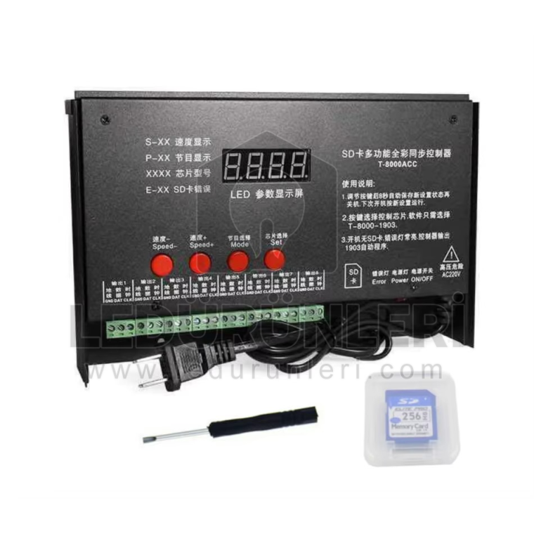 T8000AC SD Kartlı Programlanabilir 8192 Pixel Led Kontrol Cihazı