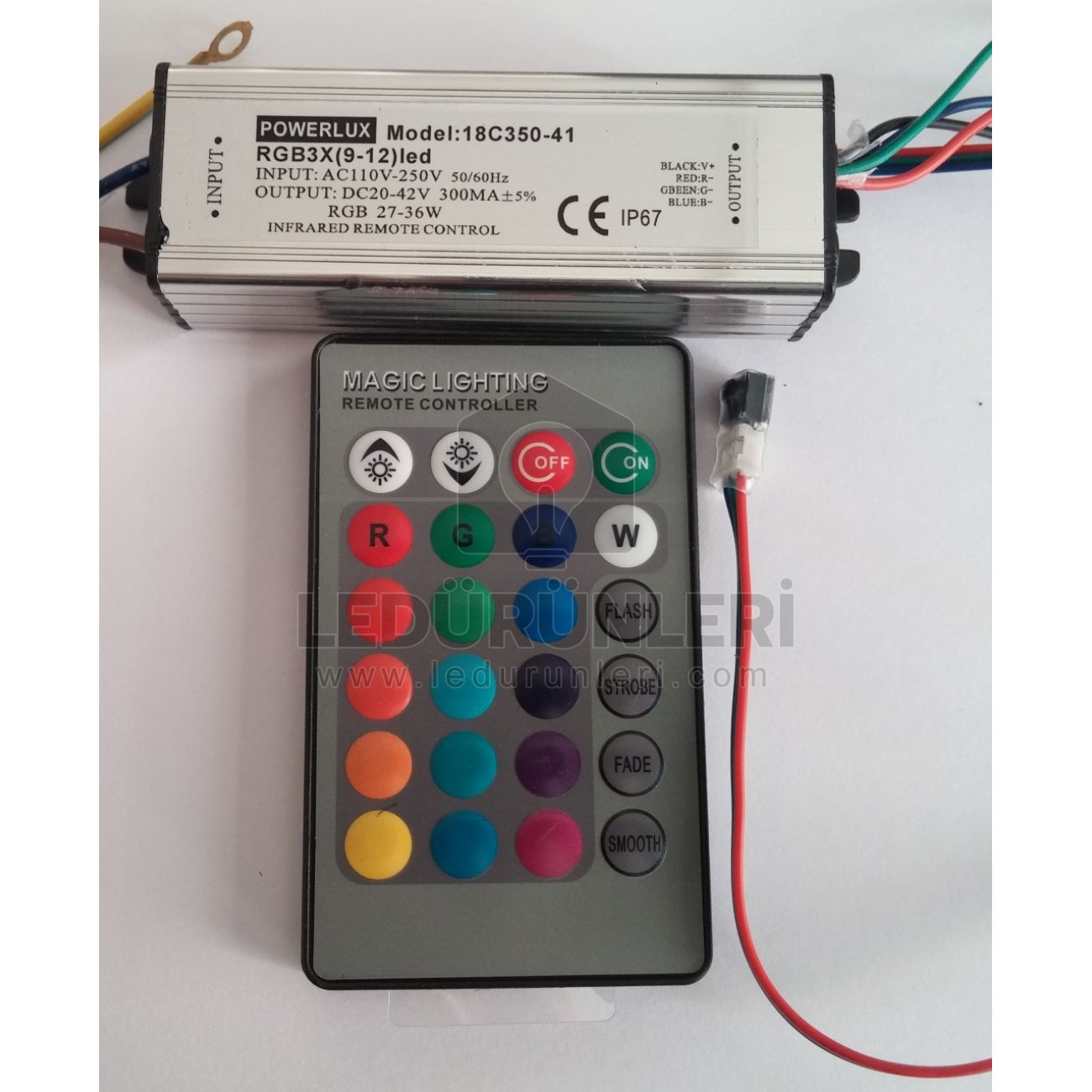 Powerlux 27-36x1W. (9-12)x3LED 20-42V DC IP20 300MA RGB Power Led Led Sürücüsü
