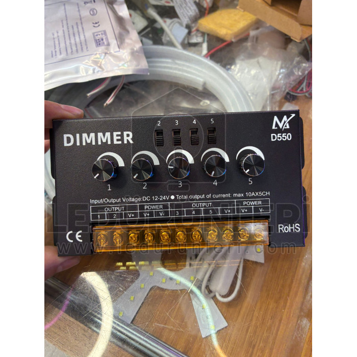 5 Kanal Manuel LED Dimmer - Çoklu Kanal Analog LED Aydınlatma Kontrol Cihazı - LED.01344