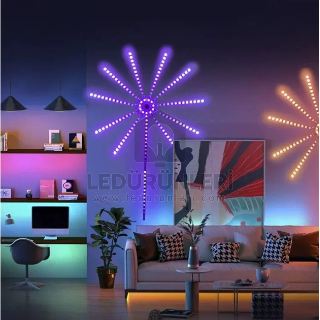 LightGo Havai Fişek Pixel Şerit LED - 5V. Kumanda + Telefon Kontrollü Animasyonlu Piksel Işık