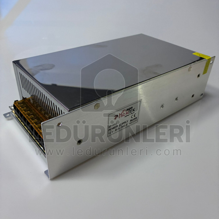 12V 80A  960W Led Adaptör - Metal Kasa Güç Kaynağı – Yüksek Amperli Trafo - LED.01349