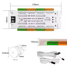 32 Kanallı PIR Sensörlü Merdiven LED Kontrol Cihazı – DC 12‑24V, Her Adım için Işık