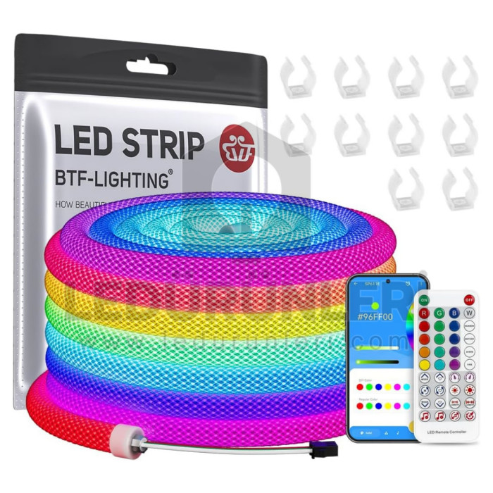 360 Derece Yuvarlak Pixel Set Dekoratif Neon – 5V RGB & Bluetooth Kontrollü, 5m Rulo - LED.01369