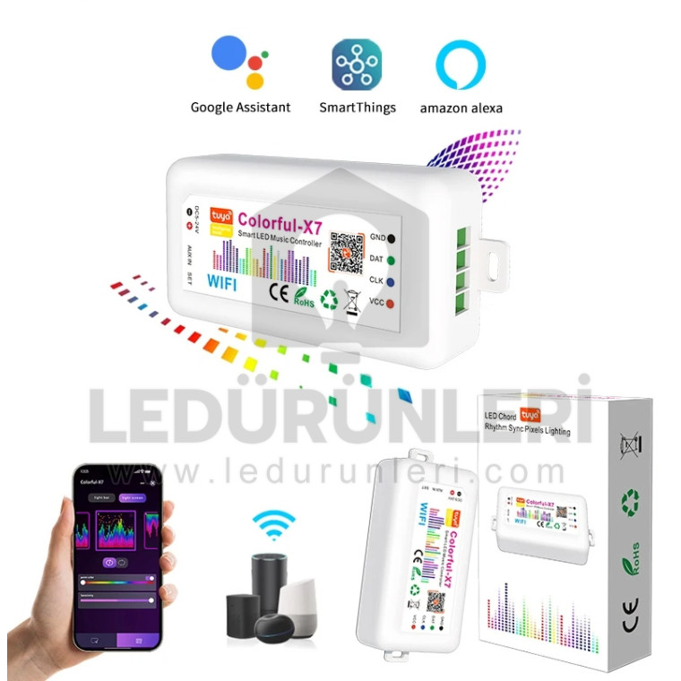 ARGB Pixel LED Kontrol Cihazı | 5V-12V-24V | WiFi + Tuya + Müzik Senkronizasyonlu Akıllı Modül