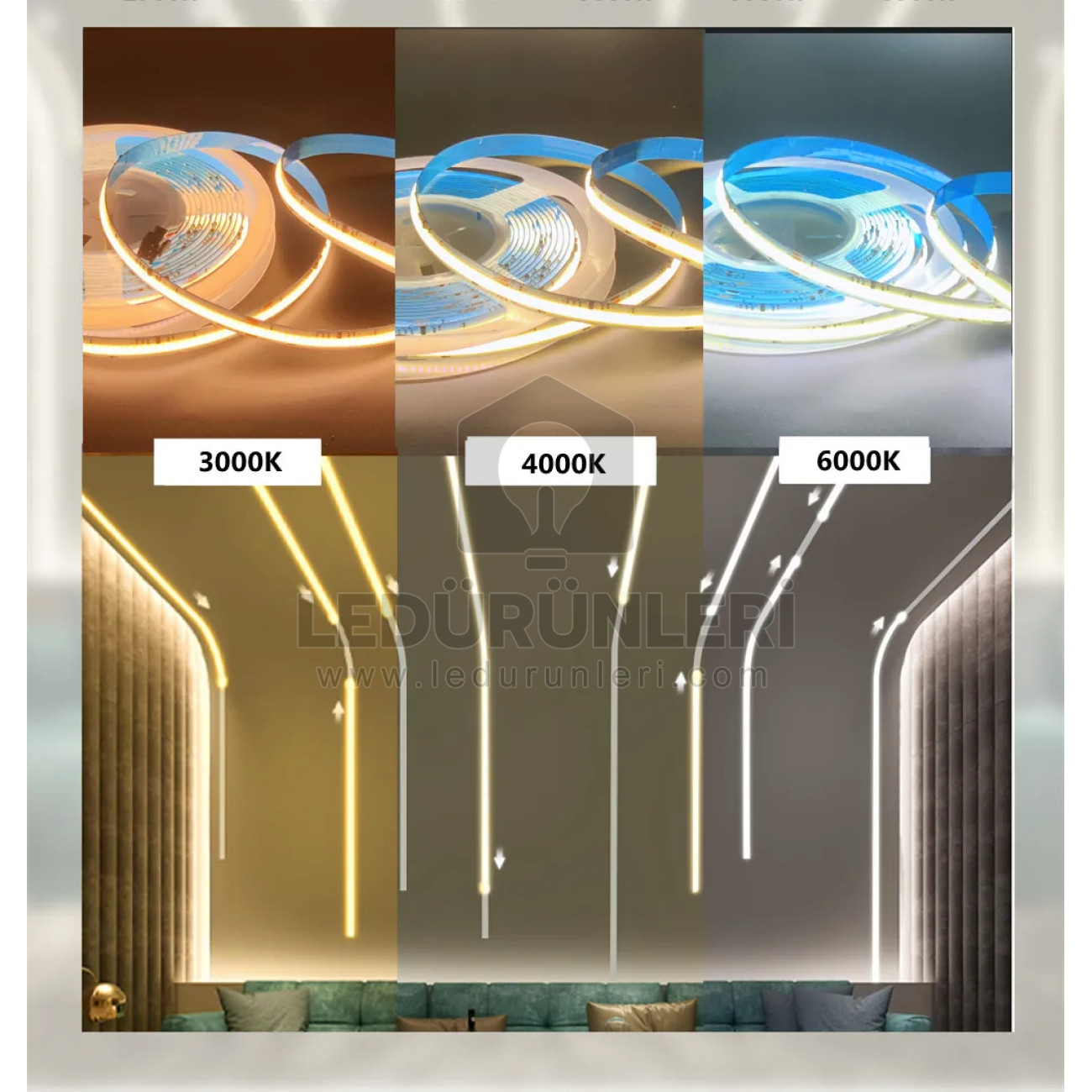 LightGo 24V Pixel COB Şerit LED – 10mm, 360 LED/m, İç Mekan IP20 | Yüksek Yoğunluklu Aydınlatma