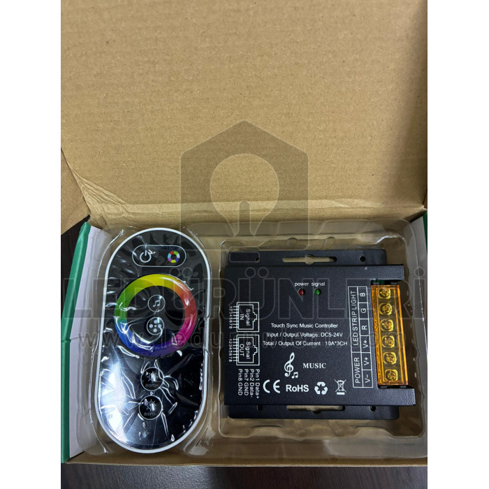 Dokunmatik RGB Led Kontrol Kumandası  Müziğe Sese Duyarlı 5/24V 30 Amper - LED.01393