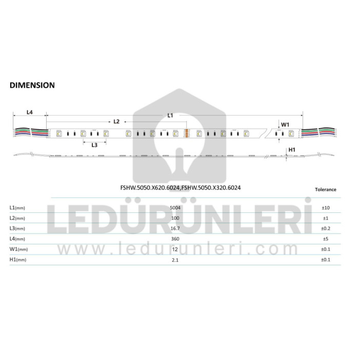 24v RGBW & RGBWW Şerit Led IP20 İç Mekan (5 Metre) - LED.01396