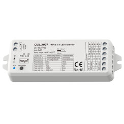 Wi-Fi + RF 5-in-1 LED Kontrolcü RGBW/WW/CW, CCT (Tuya, 12–24V, 5x3A)