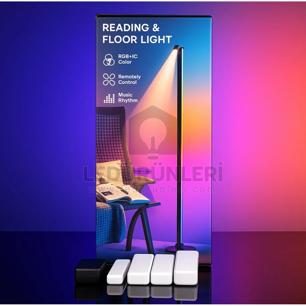 LightGo Spot LED’li Köşe Lambader Pixel RGB + Gün Işığı | Telefon + Kumanda Kontrollü Akıllı Lambader