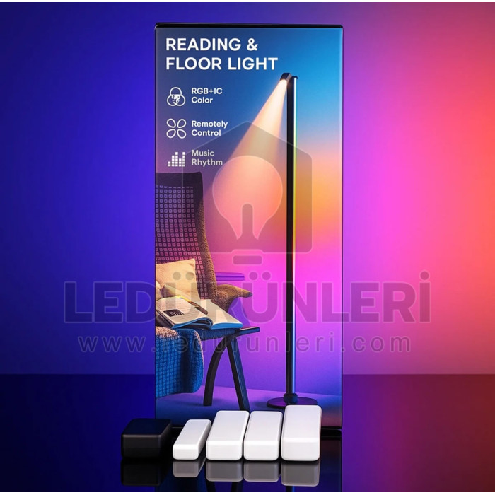 LightGo Spot LED’li Köşe Lambader Pixel RGB + Gün Işığı | Telefon + Kumanda Kontrollü Akıllı Lambader