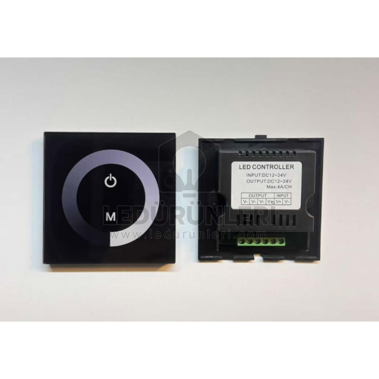 LightGo 12-24V Duvar Tipi Dokunmatik Gömme LED Dimmer | Cam Panel Tek Renk Şerit LED Kontrol Cihazı