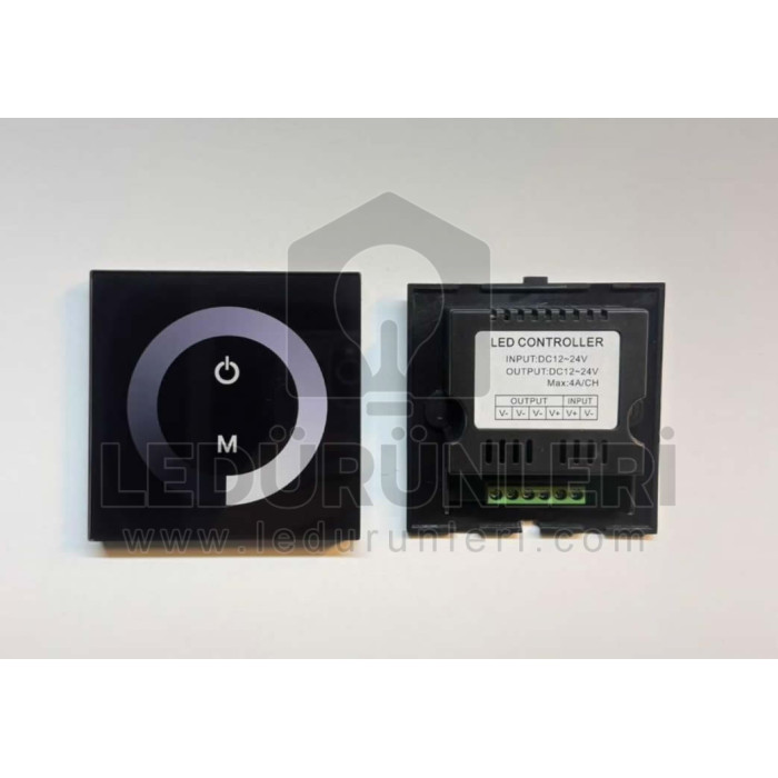 12-24V Duvar Tipi Dokunmatik Gömme LED Dimmer | Cam Panel Tek Renk Şerit LED Kontrol Cihazı - LED.01411
