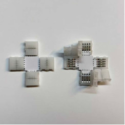 RGB Şerit LED X Birleştirme Aparatı | 10mm Klipsli Köşe ve Çatallama Konnektörü