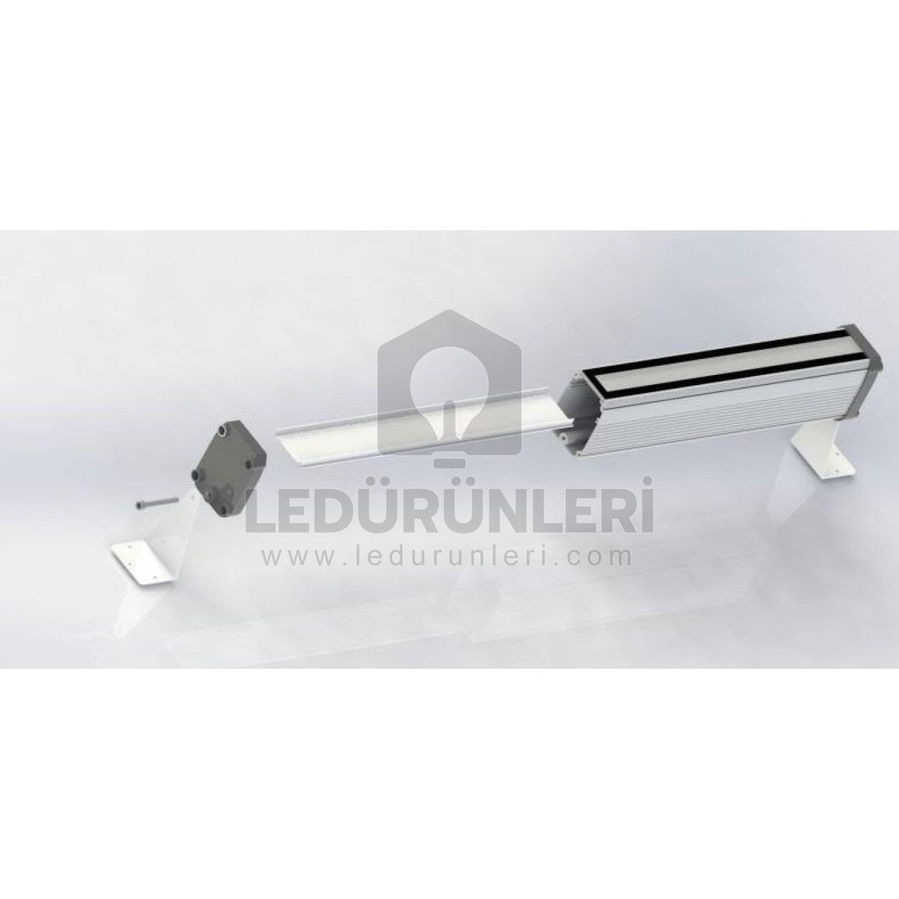 LEDLEN Wallwasher Alüminyum Boş Kasa Profil ve Aparatları - Farklı Uzunluk Seçenekleri