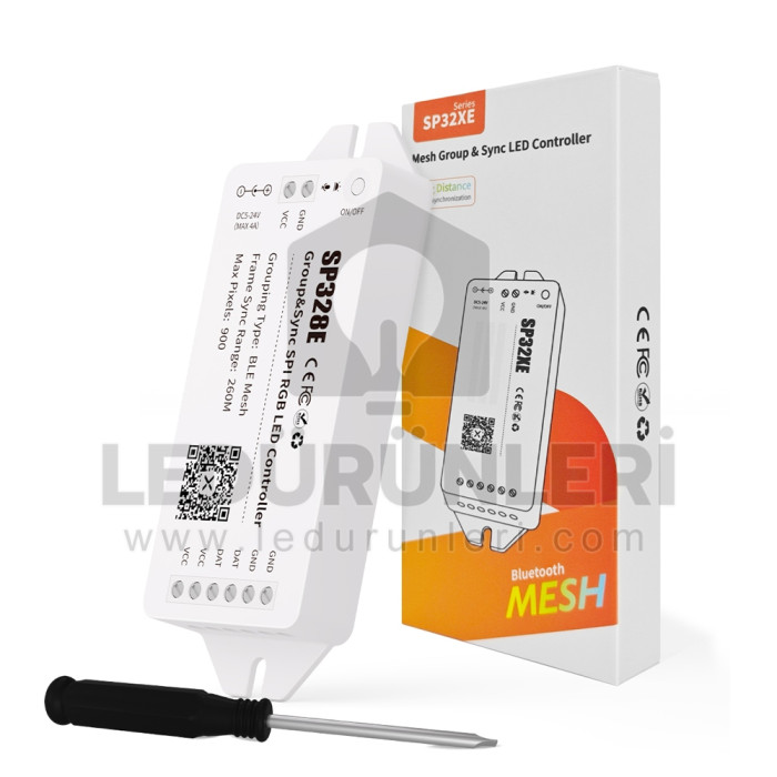 LightGo SP328E Bluetooth Mesh Grup Kurma LED Kontrol Cihazı | 5–24V SPI Pixel (900 Pixel) BanlanX App