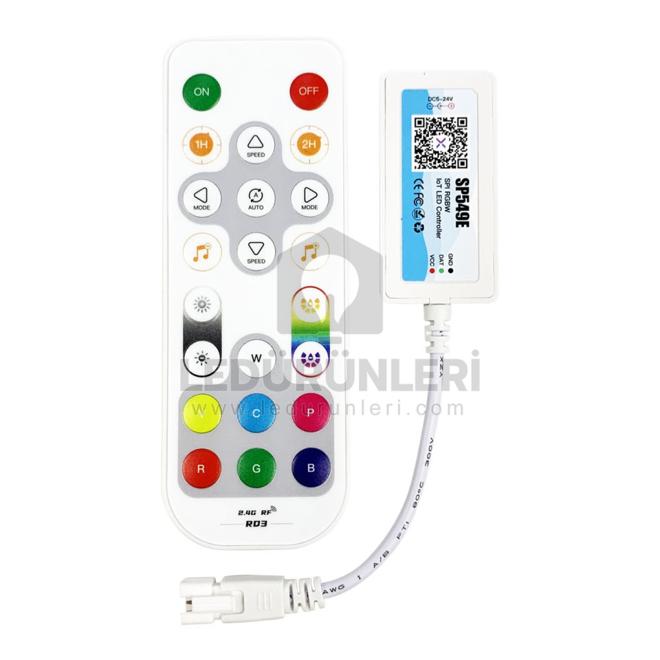 LightGo SP549E RGBW Pixel LED Kontrol Cihazı | 5-24V SPI, 900 Pixel, Müzik Modu + RF Kumanda