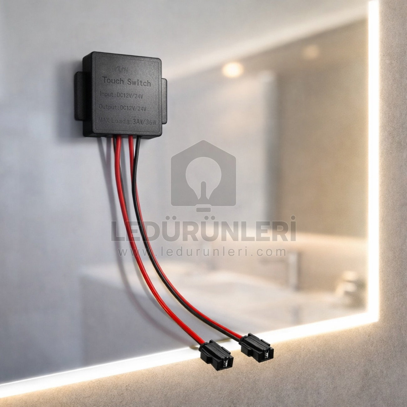 LightGo Dokunmatik Ayna Sensör Anahtarı 12V / 24V 3A 36W | LED Ayna Işık Açma Kapama & Dimmer