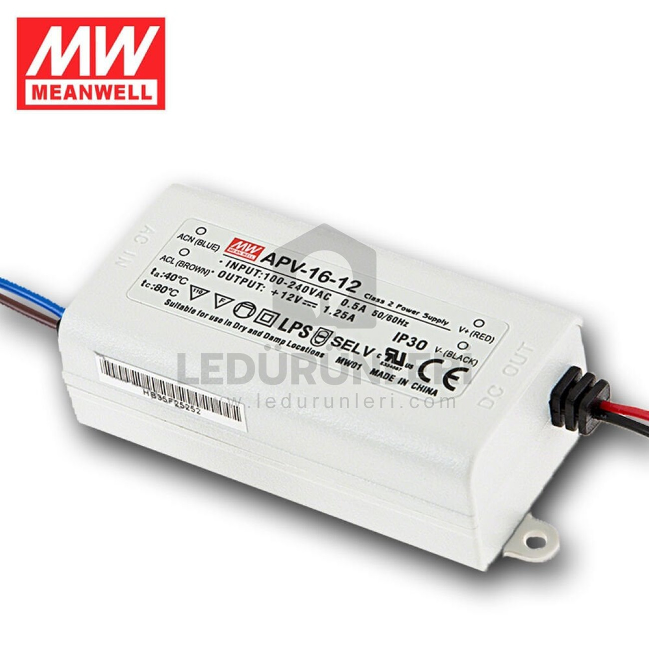 MeanWell 12V 1.25A 15W LED Güç Kaynağı APV-16-12 Modeli