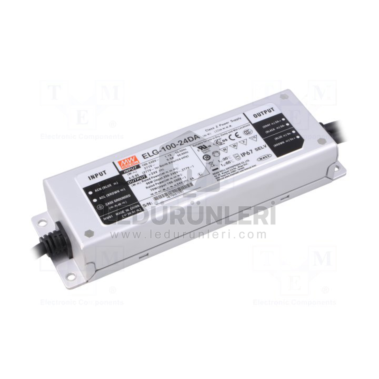 MeanWell 24V 4A 96W DALI Kontrollü IP67 LED Güç Kaynağı