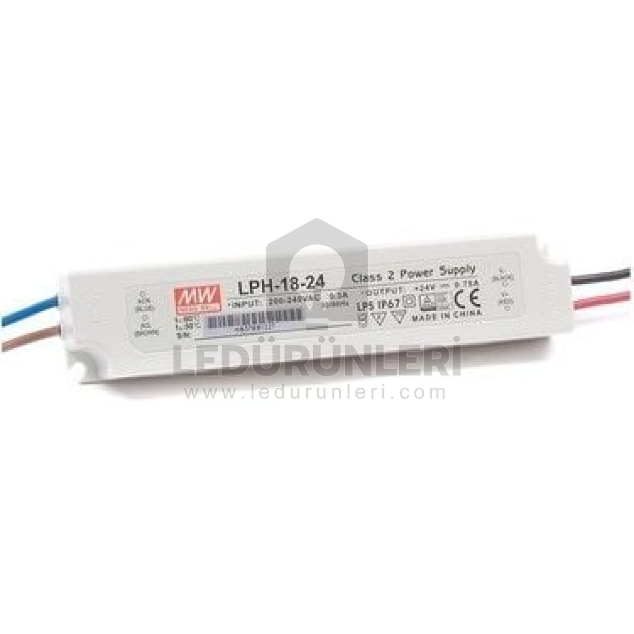 MeanWell LPH-18-24 24V 0.75A IP67 Sabit Voltaj LED Güç Kaynağı
