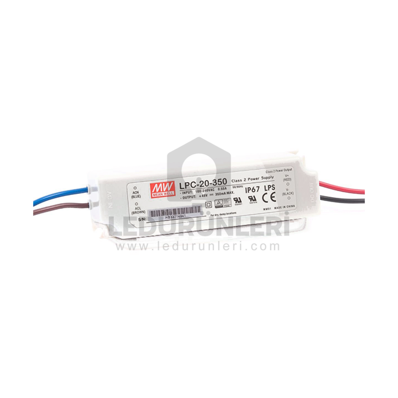 MeanWell LPC-20-350 9-48V 350mA Sabit Akım LED Güç Kaynağı IP67
