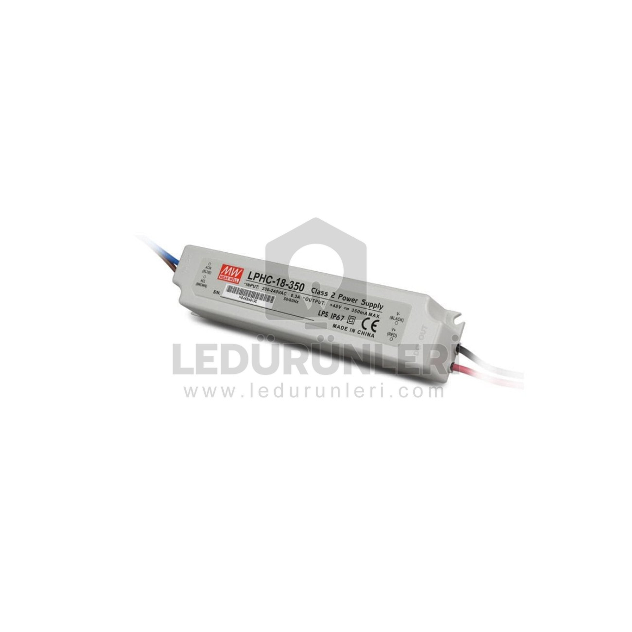MeanWell 18W 6-48V 350mA IP67 LED Güç Kaynağı LPHC-18-350