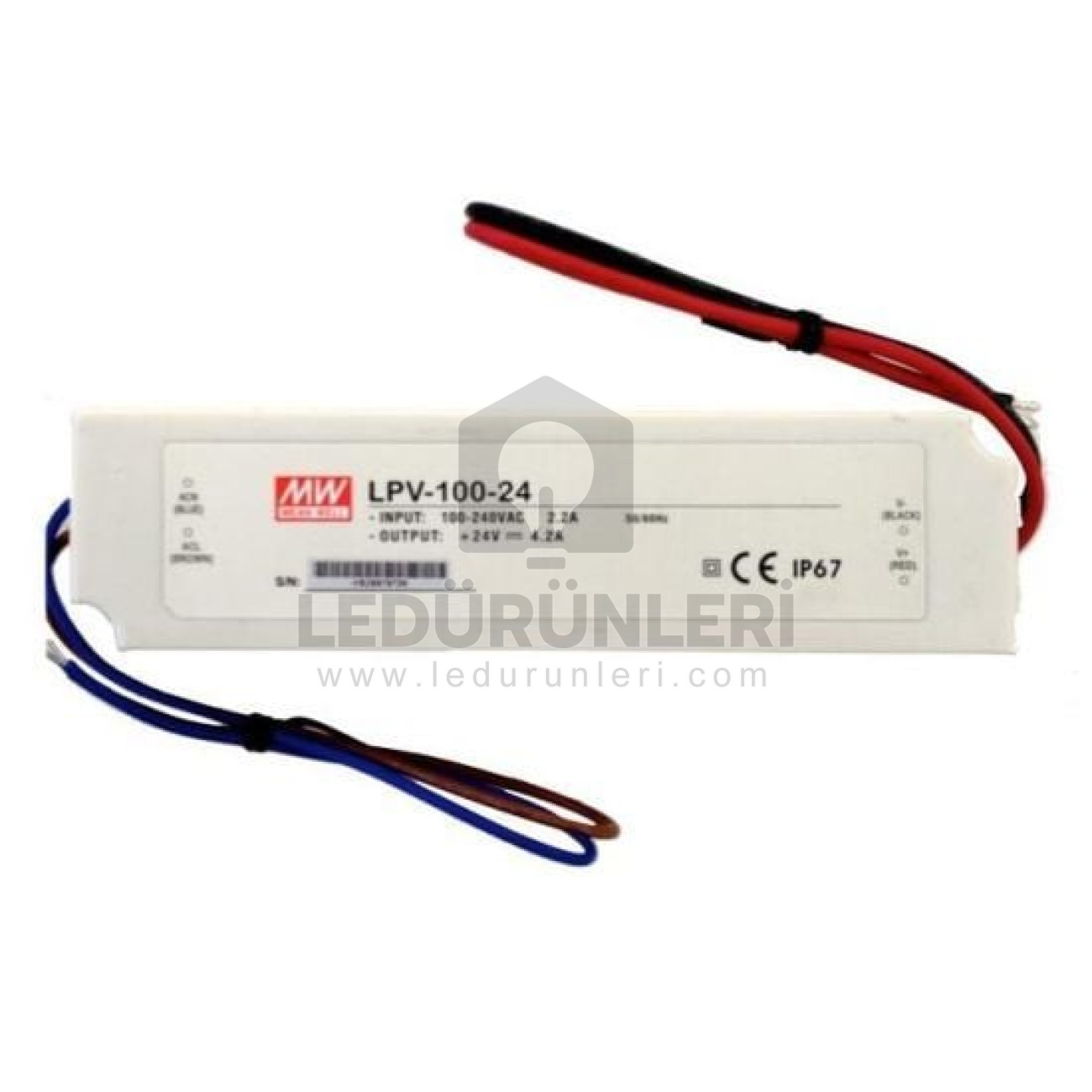 MeanWell 100W 24V 4.2A IP67 LED Güç Kaynağı - Dayanıklı ve Verimli