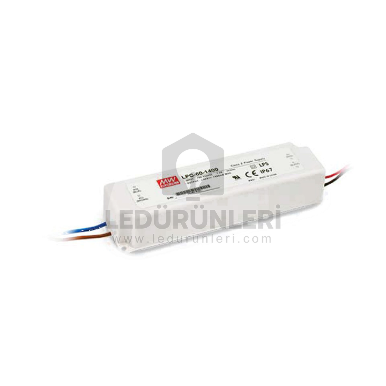 MeanWell LPC-60-1400 9-42Vdc 1400mA Sabit Akım IP67 LED Güç Kaynağı