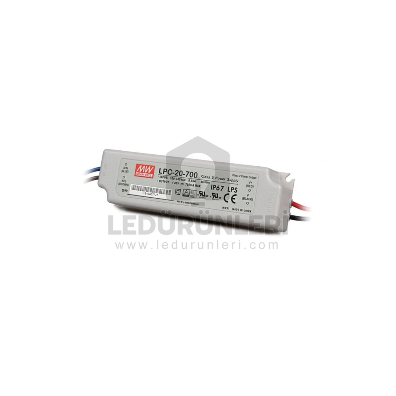 MeanWell LPC-20-700 3~30Vdc 700mA IP67 LED Güç Kaynağı