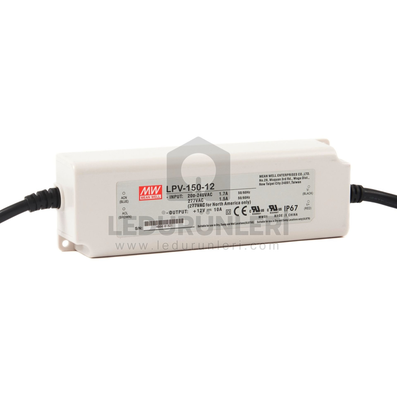 MeanWell 12V 10A IP67 LED Güç Kaynağı - Dayanıklı ve Güvenilir