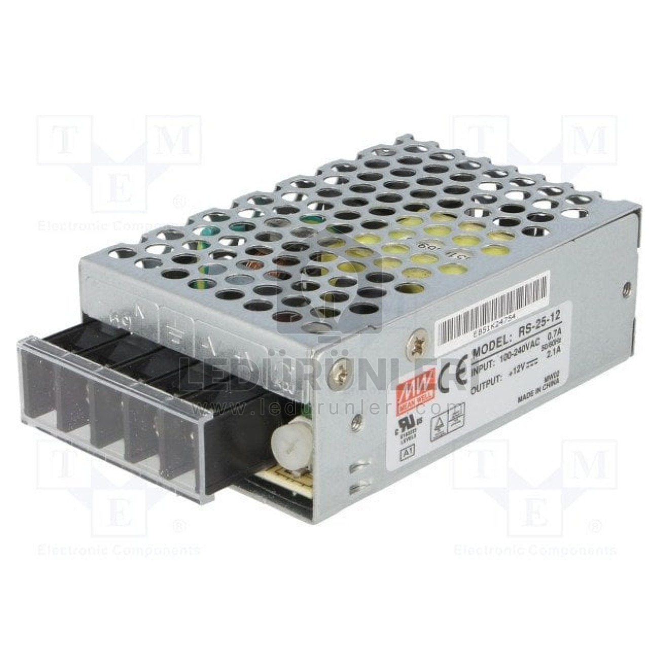 MeanWell RS-025-12 12 Volt 2.1 Amper Panel Montajlı Kutulu Güç Kaynağı