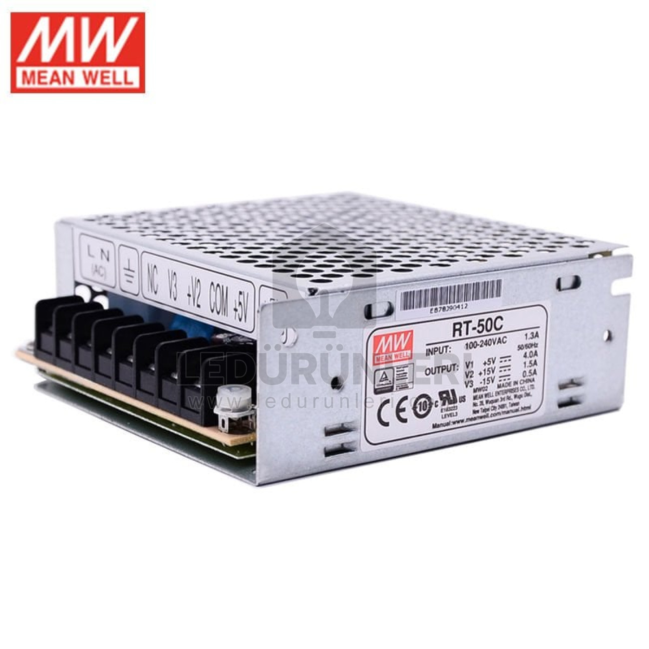 MeanWell RT-50C 5V/4A +15V/1.5A -15V/0.5A 3 Çıkışlı Kutulu Güç Kaynağı