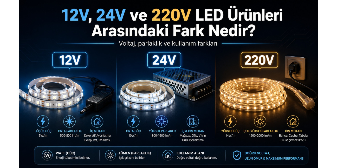 12V, 24V ve 220V LED Ürünleri Arasındaki Fark Nedir?