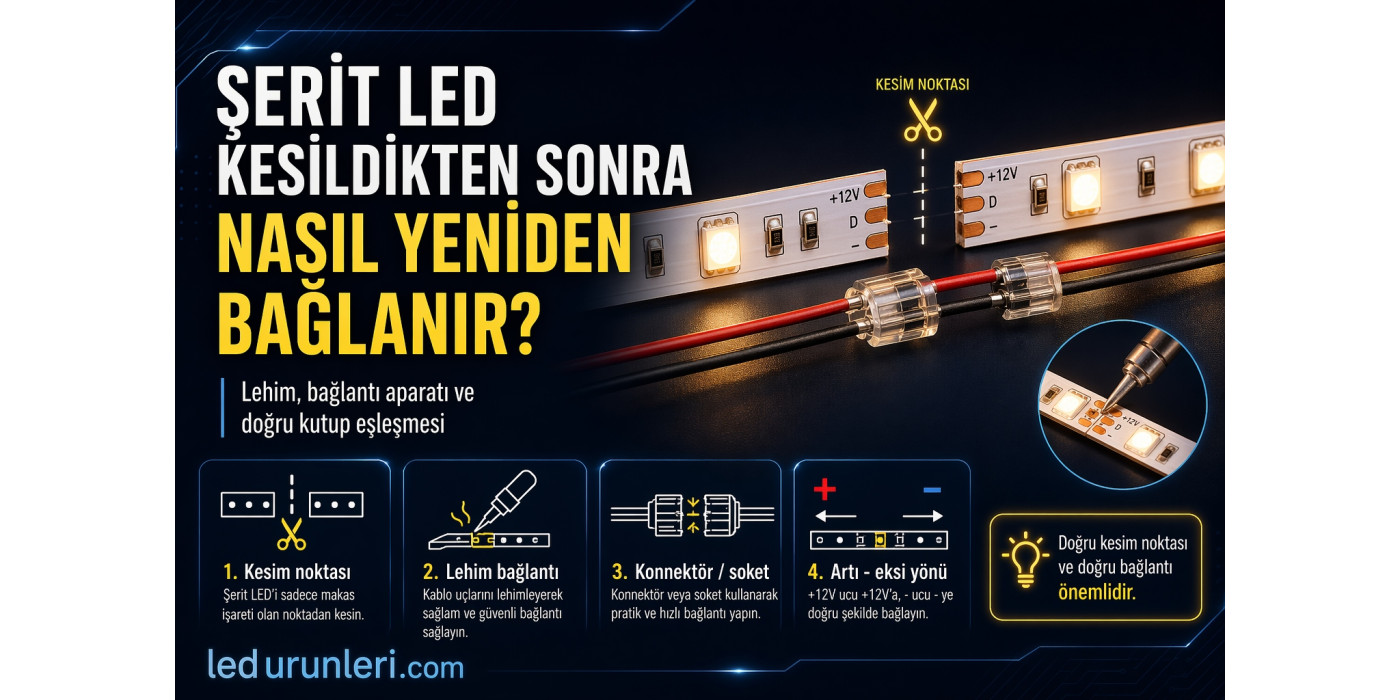 Şerit LED Kesildikten Sonra Nasıl Yeniden Bağlanır?