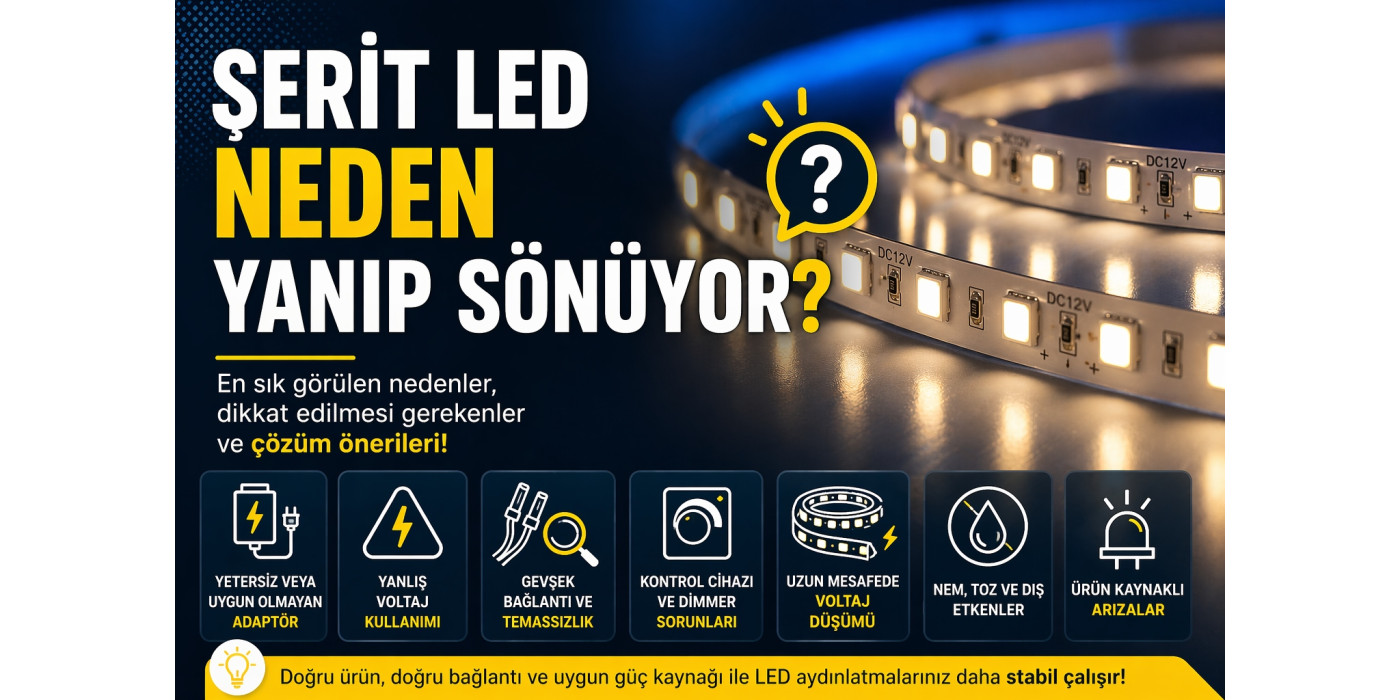 Şerit LED Neden Yanıp Sönüyor? En Sık Görülen Sebepler ve Dikkat Edilmesi Gerekenler