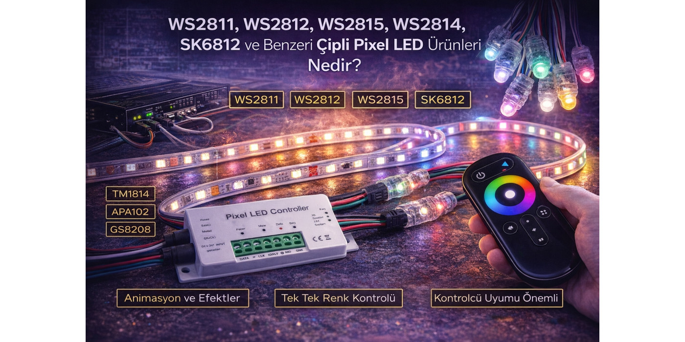 WS2811, WS2812, WS2815, WS2814, SK6812 ve Benzeri Çipli Pixel LED Ürünleri Nedir?