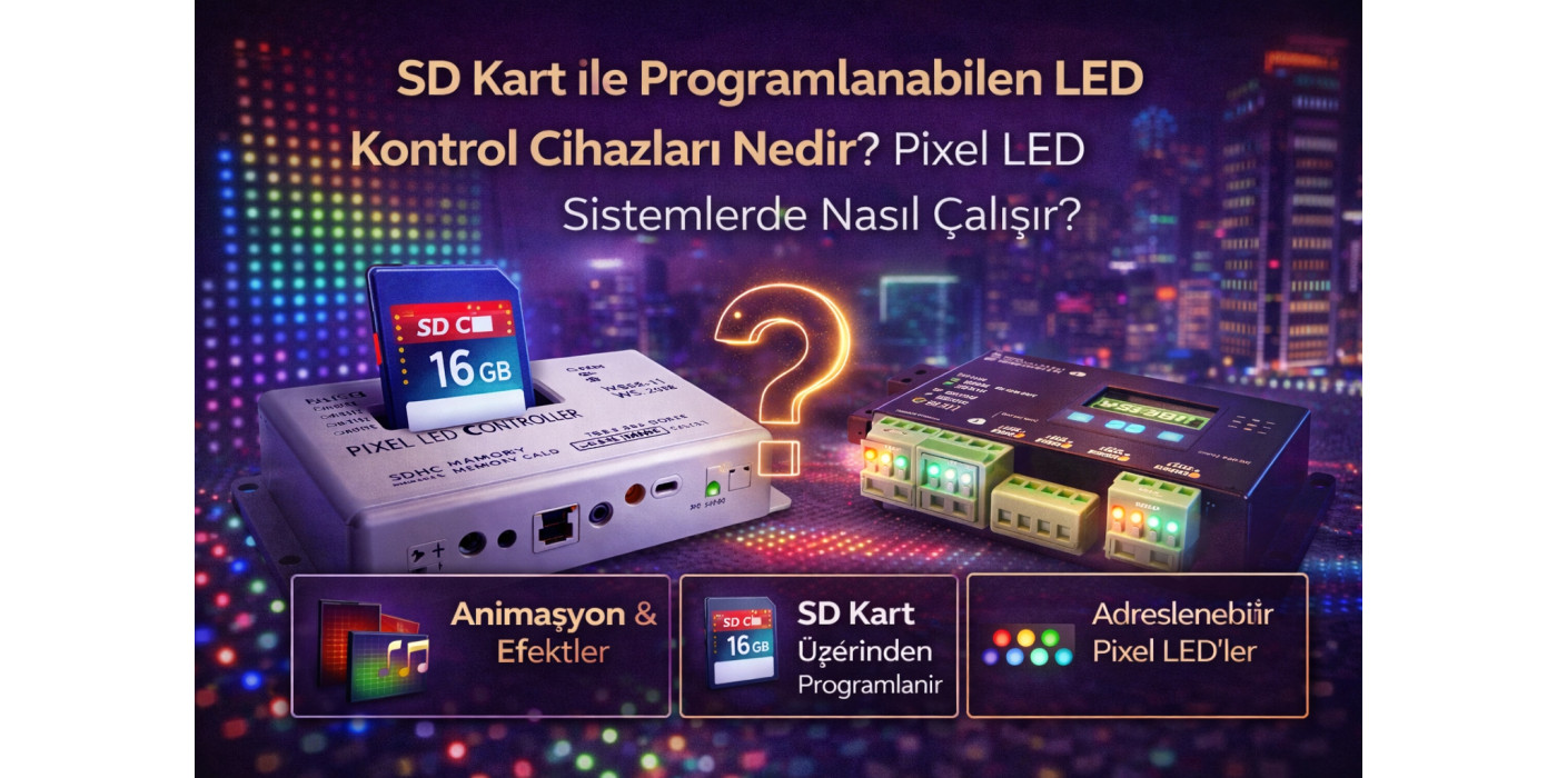 SD Kart ile Programlanabilen LED Kontrol Cihazları Nedir? Pixel LED Sistemlerde Nasıl Çalışır?