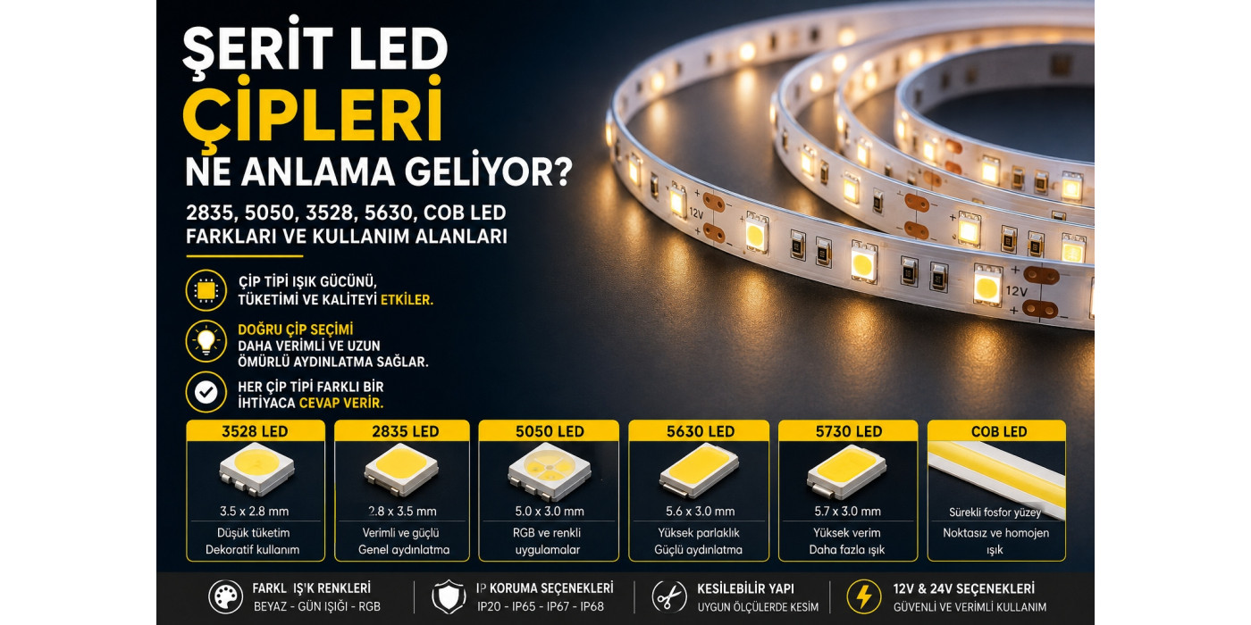 Şerit LED Çipleri Ne Anlama Geliyor? 2835, 5050, COB LED Farkları