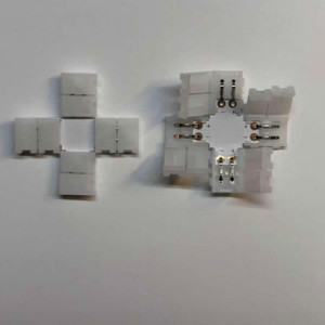 8mm Şerit LED X Birleştirme Aparatı | Tek Renk Şerit LED Artı Konnektör