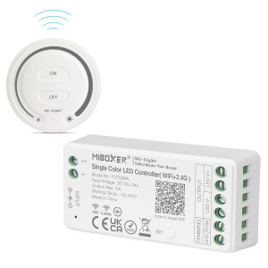 Wi-Fi + 2.4G RF Tek Renk LED Dimmer – MiBoxer FUT036W, 12–24V, 12A, Duvar Kumandası Uyumlu