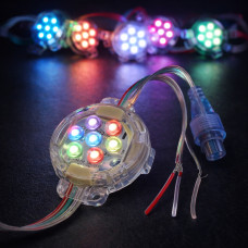 24V 50mm Adreslenebilir RGB Pixel Modül | IP67 Animasyonlu Lunapark LED
