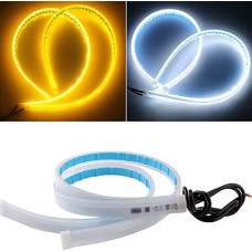 1 Çift 60cm Led Şerit Su Geçirmez Araç Gündüz Sinyal Farı (Beyaz+Sarı)